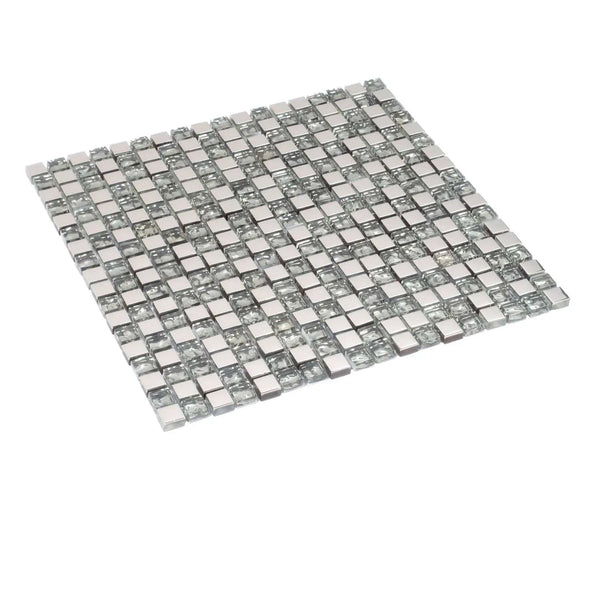 Silver Gray 12x12 Glossy Square Glass Mosaic Tile (5 pack, 4.75 sq ft/case)