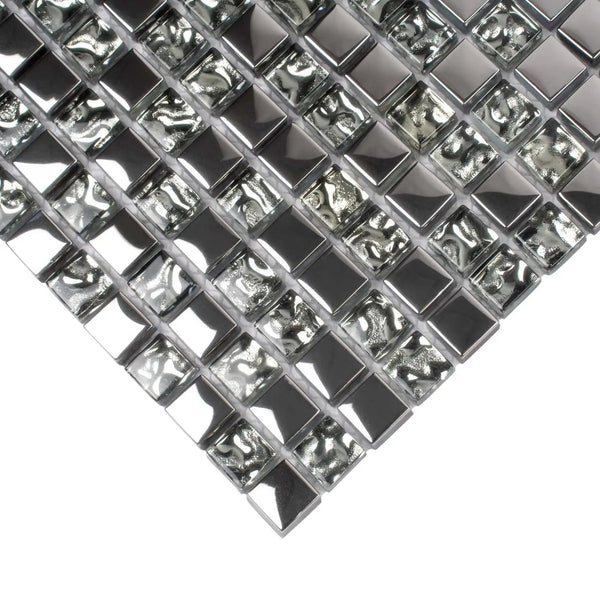 Silver Gray 12x12 Glossy Square Glass Mosaic Tile (5 pack, 4.75 sq ft/case), photo 2 of 4