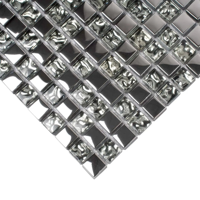 Silver Gray 12x12 Glossy Square Glass Mosaic Tile (5 pack, 4.75 sq ft/case) by Apollo Tile