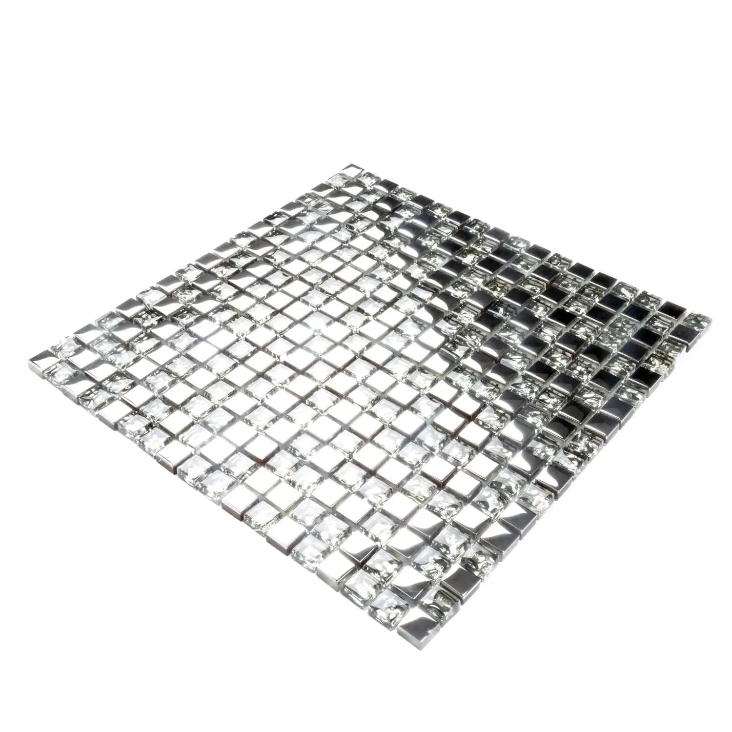 Silver Gray 12x12 Glossy Square Glass Mosaic Tile (5 pack, 4.75 sq ft/case) by Apollo Tile