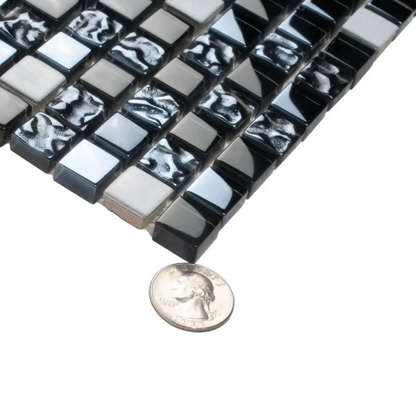 Blue 12x12 Glossy Textured Square Glass Metal Mosaic Tile (5 pack, 4.75 sq ft/case), photo 2 of 5
