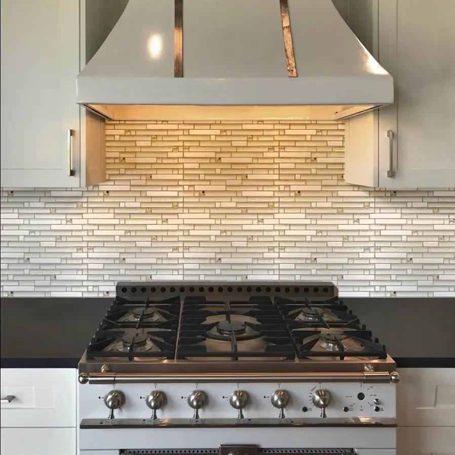 White 12x12 Glossy Matte Brick Glass Mosaic Tile (5 pack, 4.83 sq ft/case) by Apollo Tile