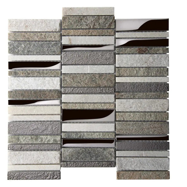 Brown Gray 12x12 Polished Textured Glass Stone Mosaic Tile (5 pack, 4.83 sq ft/case), photo 2 of 6