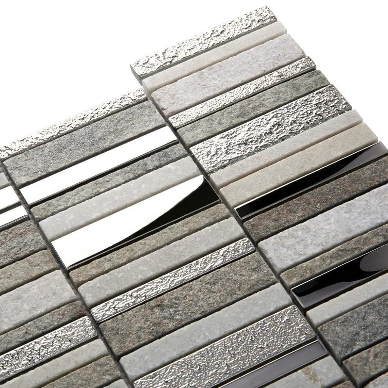Brown Gray 12x12 Polished Textured Glass Stone Mosaic Tile (5 pack, 4.83 sq ft/case) by Apollo Tile