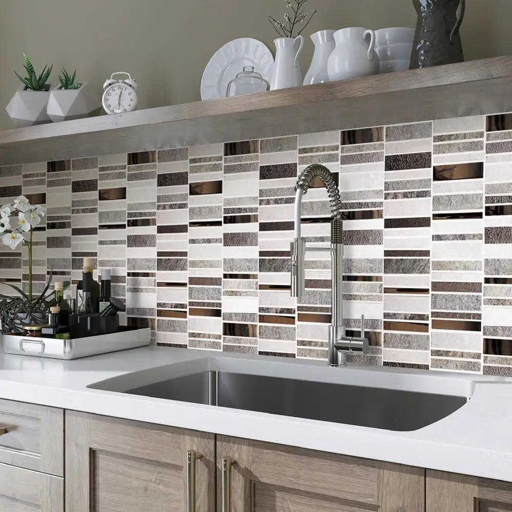 Brown Gray 12x12 Polished Textured Glass Stone Mosaic Tile (5 pack, 4.83 sq ft/case) by Apollo Tile