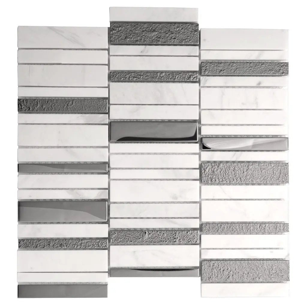 Brown White 12x12 Polished Textured Brick Glass Stone Mosaic Tile (5 pack, 4.83 sq ft/case) by Apollo Tile