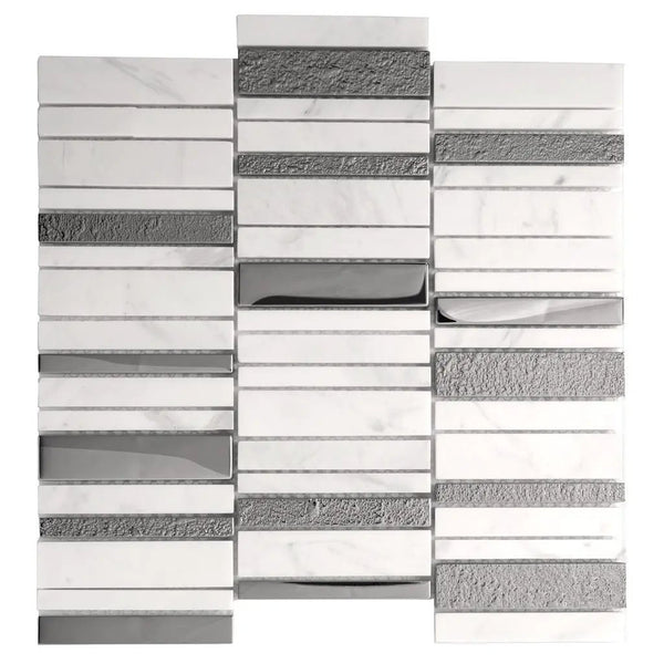 Brown White 12x12 Polished Textured Brick Glass Stone Mosaic Tile (5 pack, 4.83 sq ft/case), photo 2 of 6