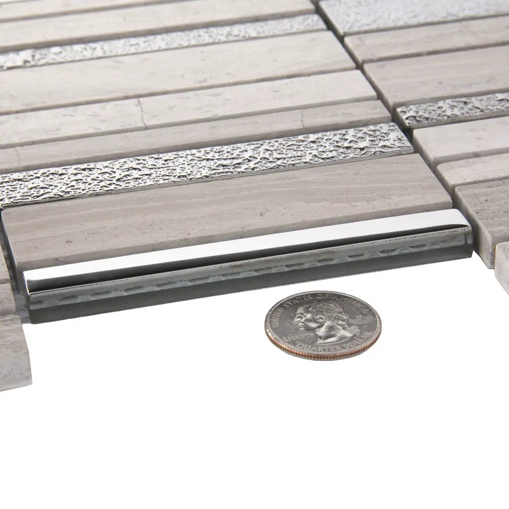 Brown Gray 12x12 Polished Textured Brick Glass Stone Mosaic Tile (5 pack, 4.83 sq ft/case) by Apollo Tile