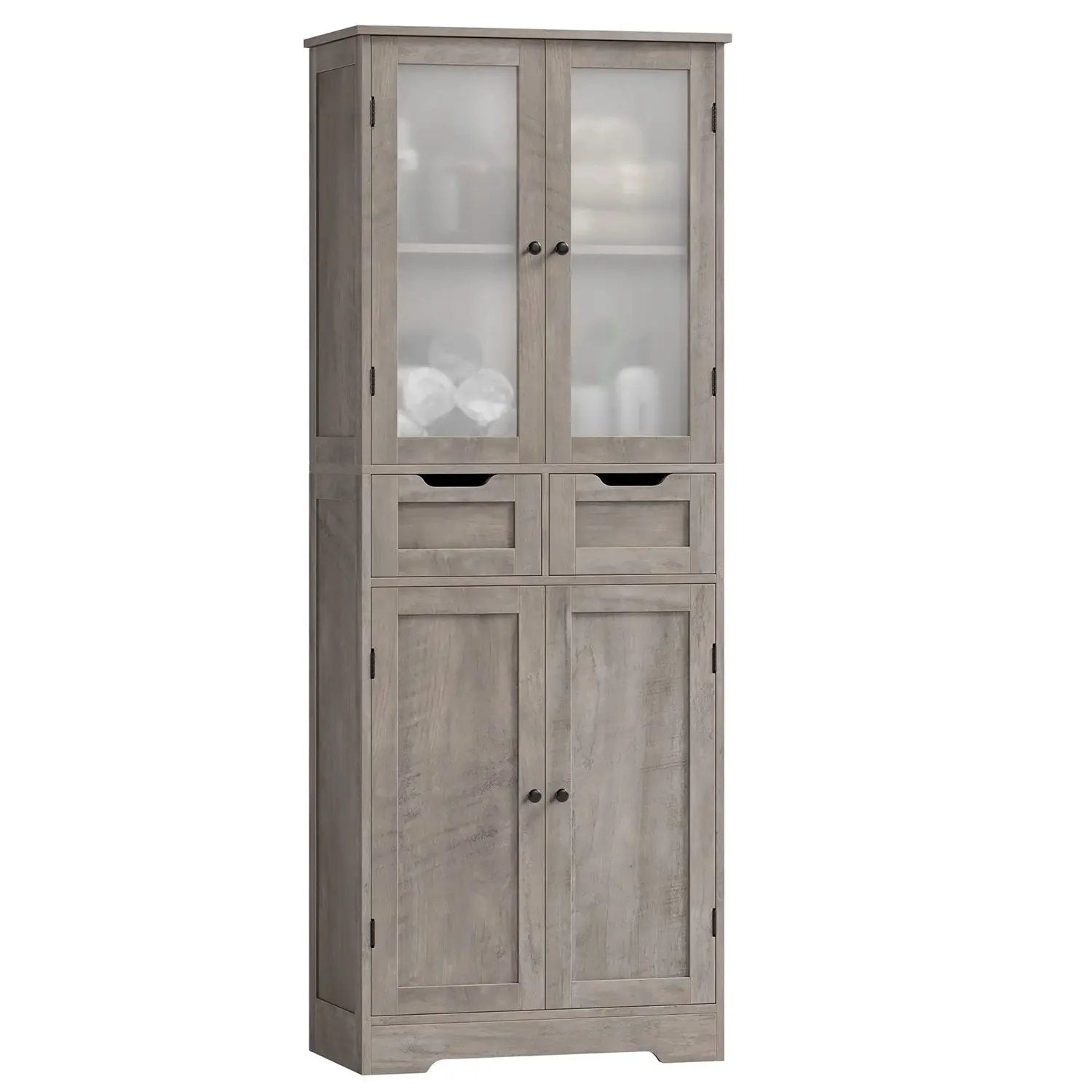 Farmhouse Bathroom Linen Cabinet with Storage Drawers in Grey Taupe Wood Finish by HomePacific