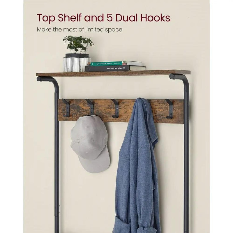 Modern Industrial Style Hall Tree Coat Rack Entryway Shoe Rack with 4 Shelves by HomePacific