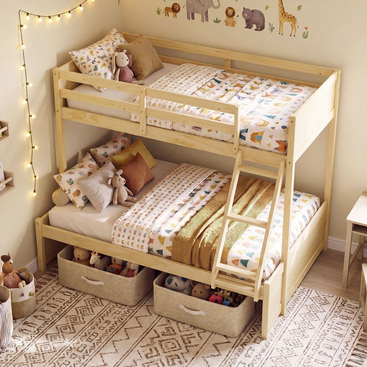 Twin Over Full Bunk Bed with 3-Step Ladder and Full-Length Guardrails, photo 3 of 3