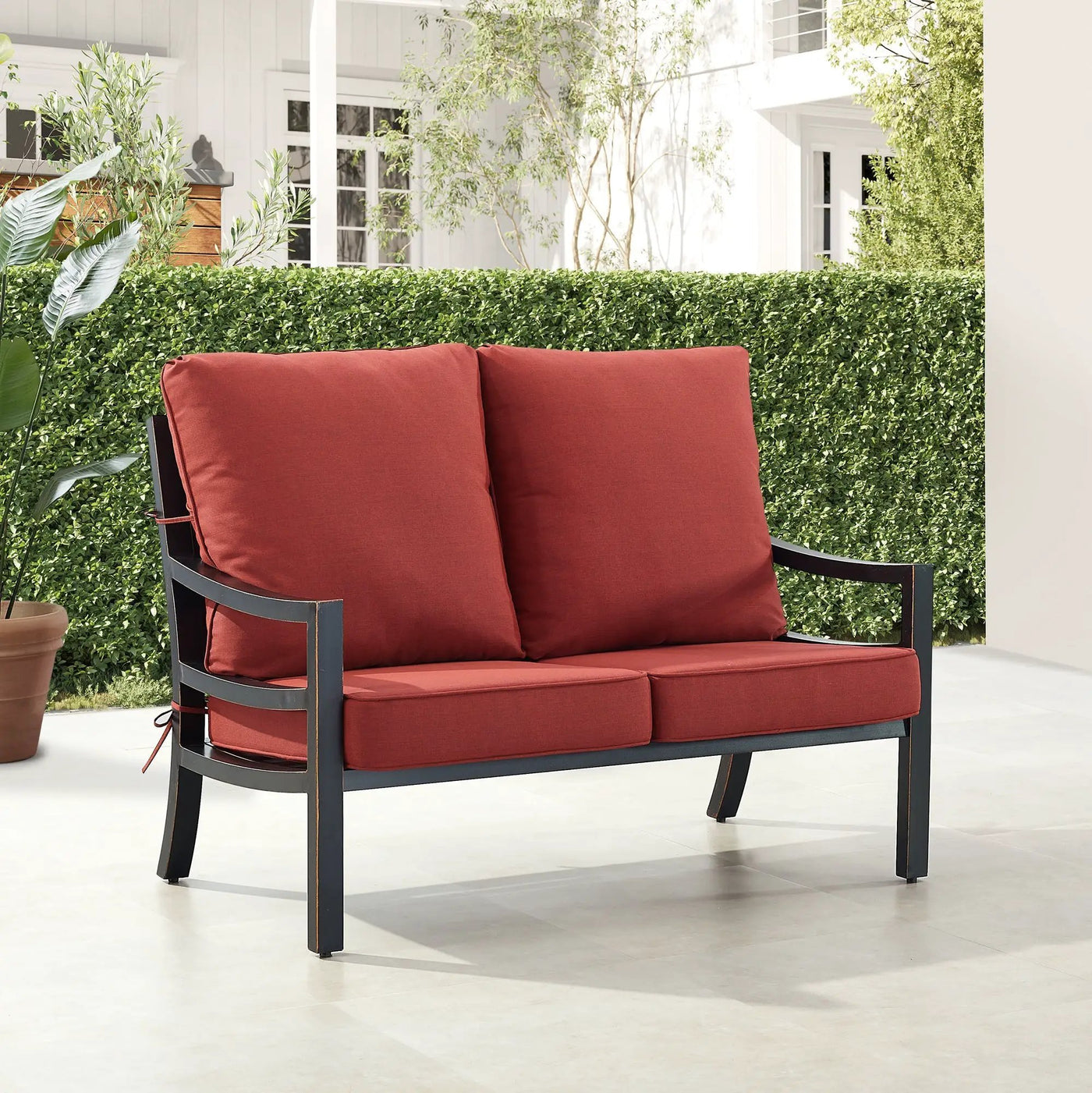 Black Aluminum Deep Seating Loveseat with Cushions by Sharicks