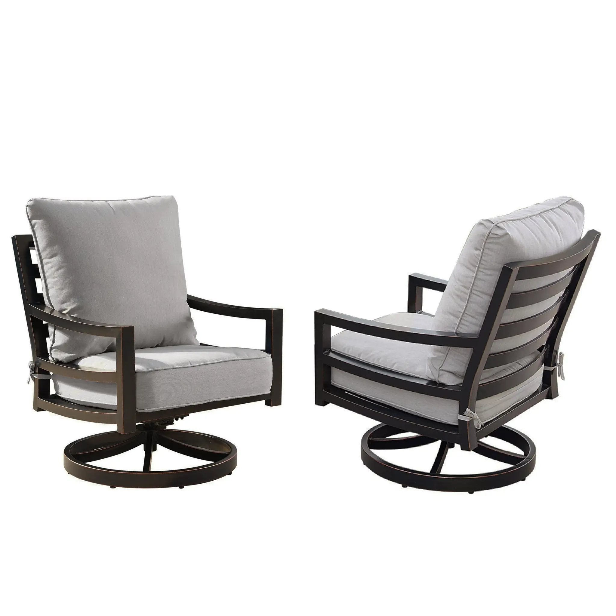 Aluminum Modern Deep Seating Swivel Rocking Club Chairs Grey Cushions by Sharicks