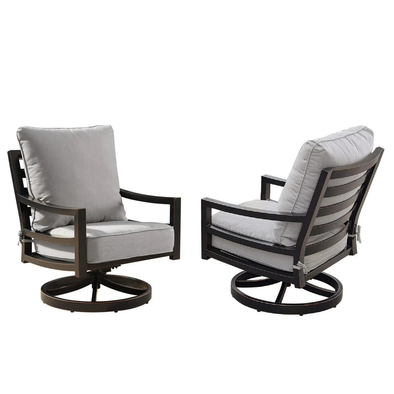 Aluminum 34-in Round Patio Fire Table Set with Swivel Rocking Chairs by Sharicks