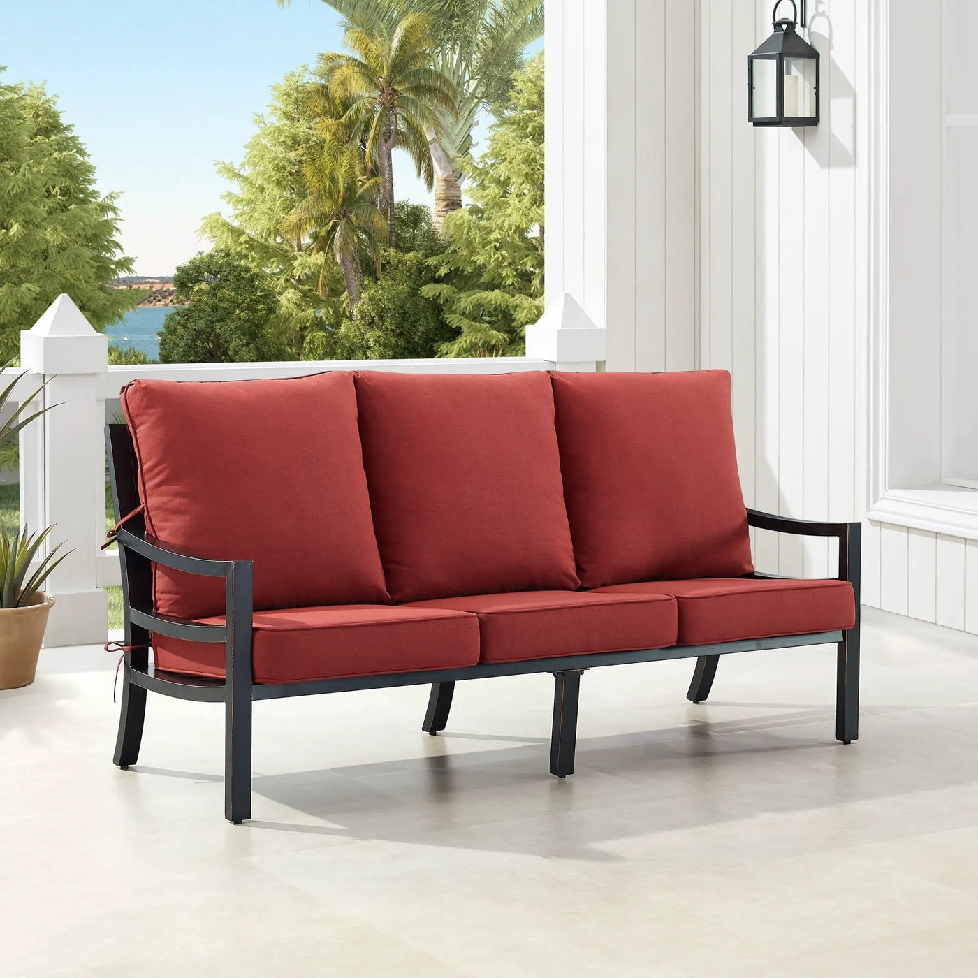 Black Aluminum Deep Seating Sofa with Cushions by Sharicks