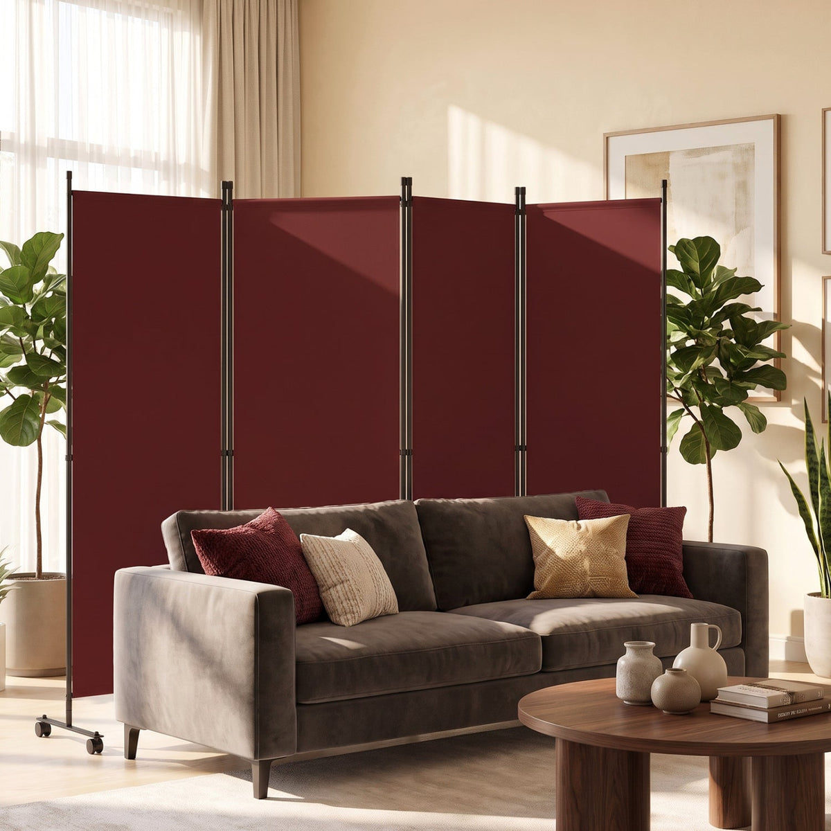 4-Panel Room Divider with Lockable Wheels - 87" x 68", photo 25 of 25