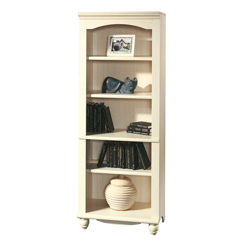 Elegant Display Shelf Bookcase with 5 Shelves in Antique White Wood Finish by HomePacific