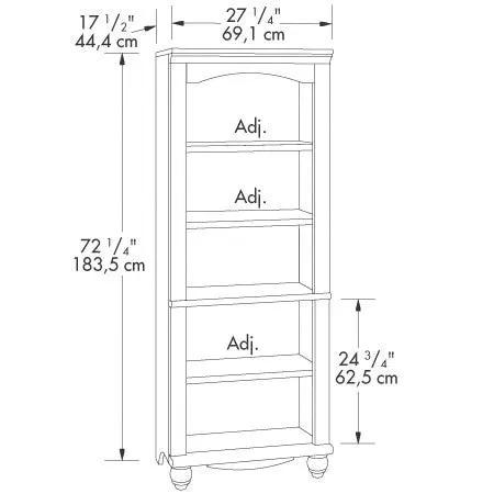 Elegant Display Shelf Bookcase with 5 Shelves in Antique White Wood Finish by HomePacific