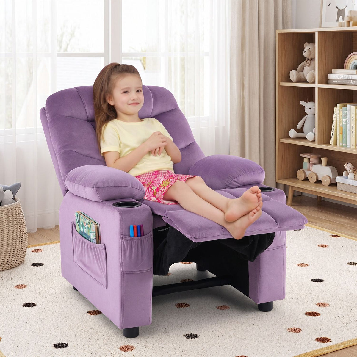 Kids Recliner Chair with Cup Holder and Footrest for Children, photo 19 of 19
