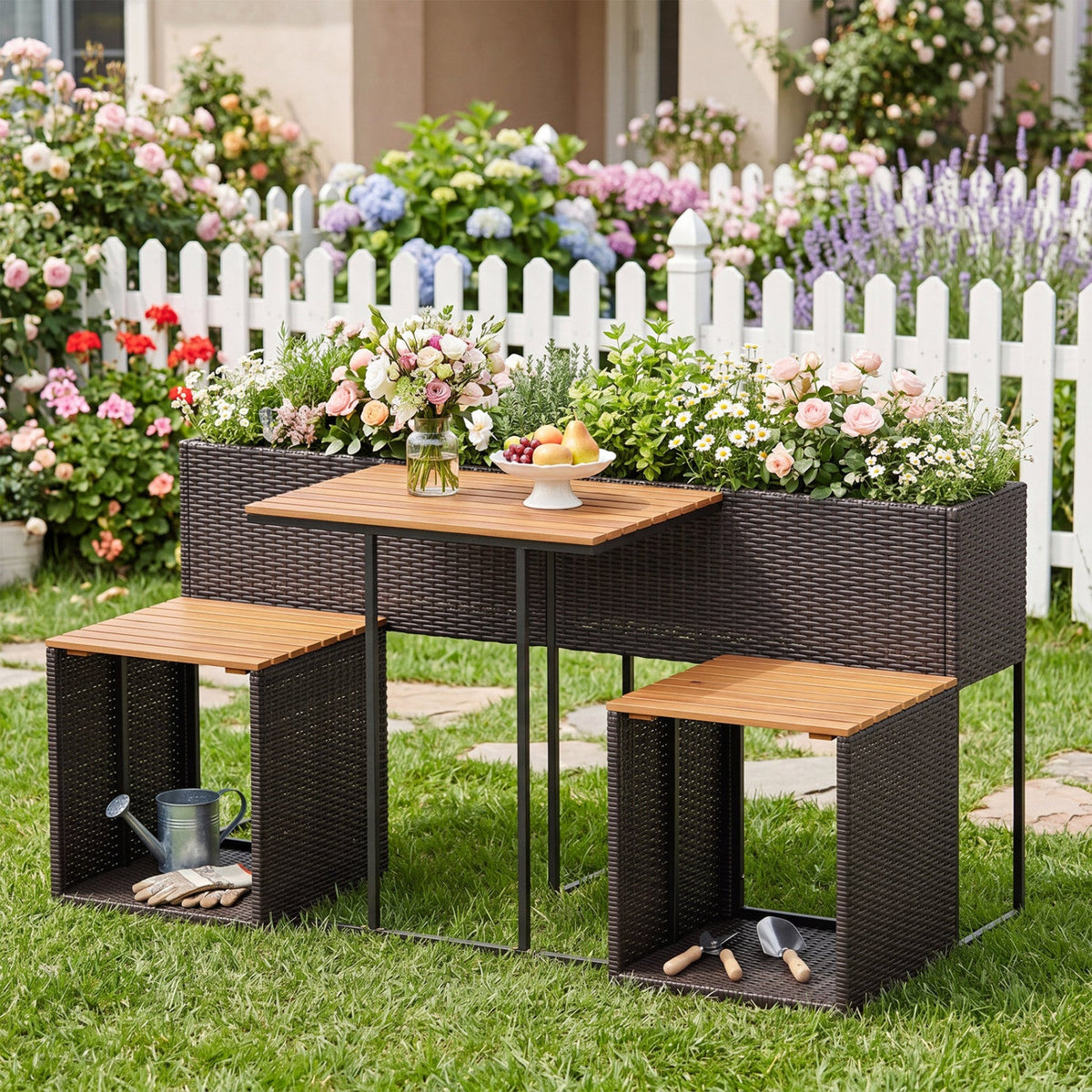 Patio Furniture Set with Raised Garden Bed for Porch and Yard, photo 9 of 10