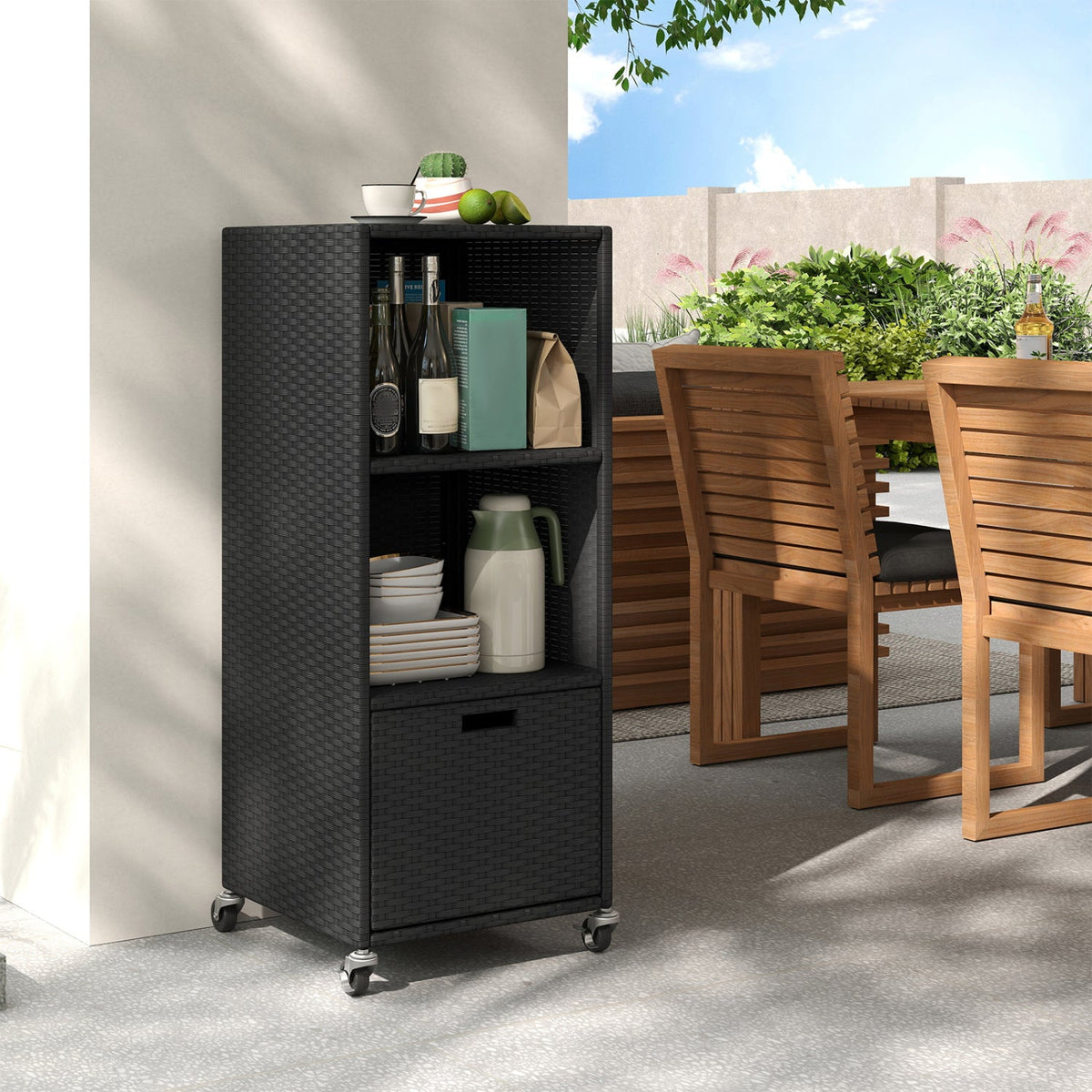 Outdoor Storage Cabinet with Drawer and 3 Shelves for Backyard, photo 9 of 10
