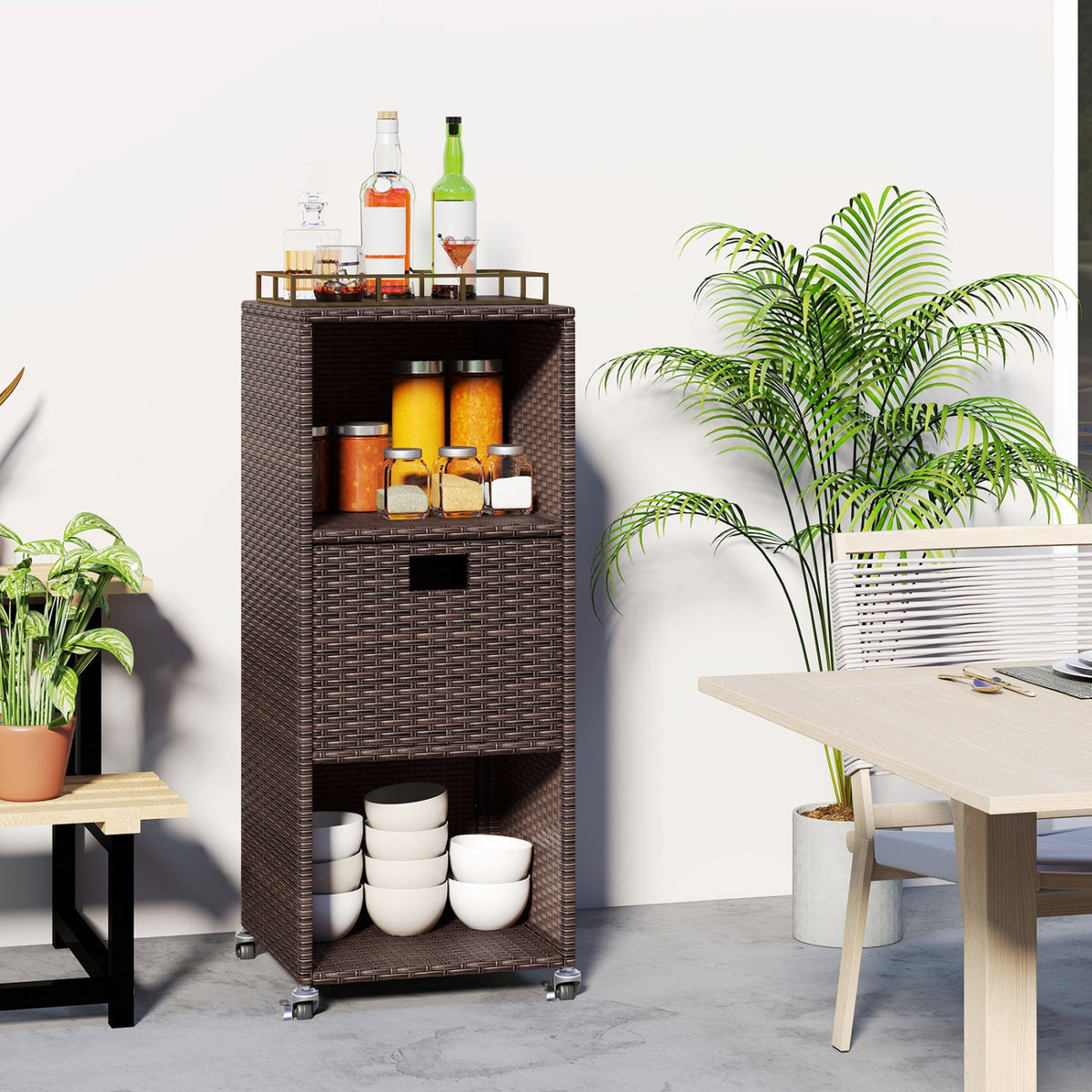 Outdoor Storage Cabinet with Drawer and 3 Shelves for Backyard, photo 10 of 10