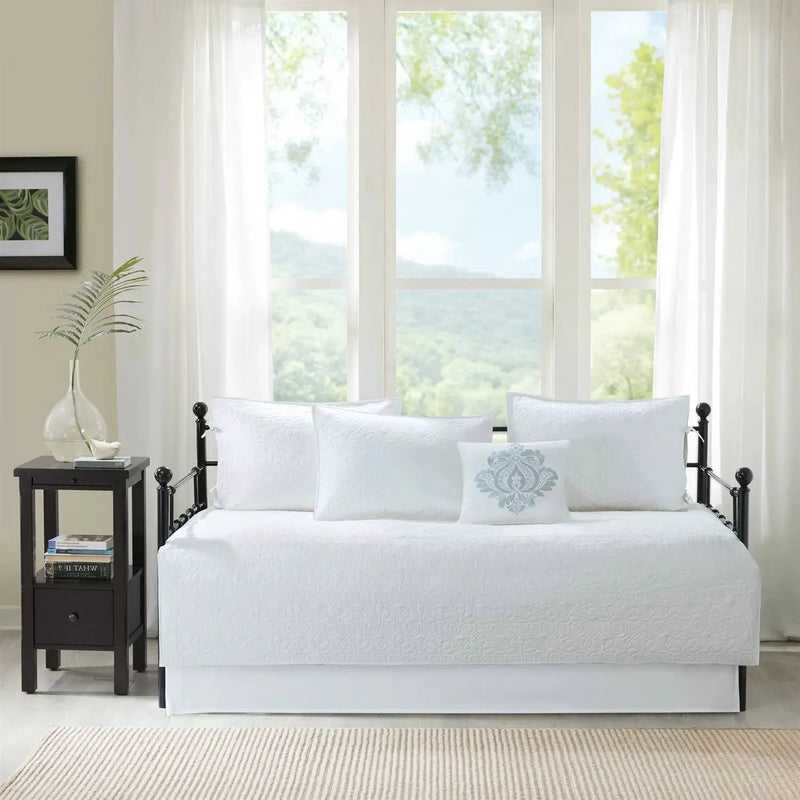 6-Piece Farmhouse Country Cottage Quilted White Reversible Daybed Cover Set by HomePacific