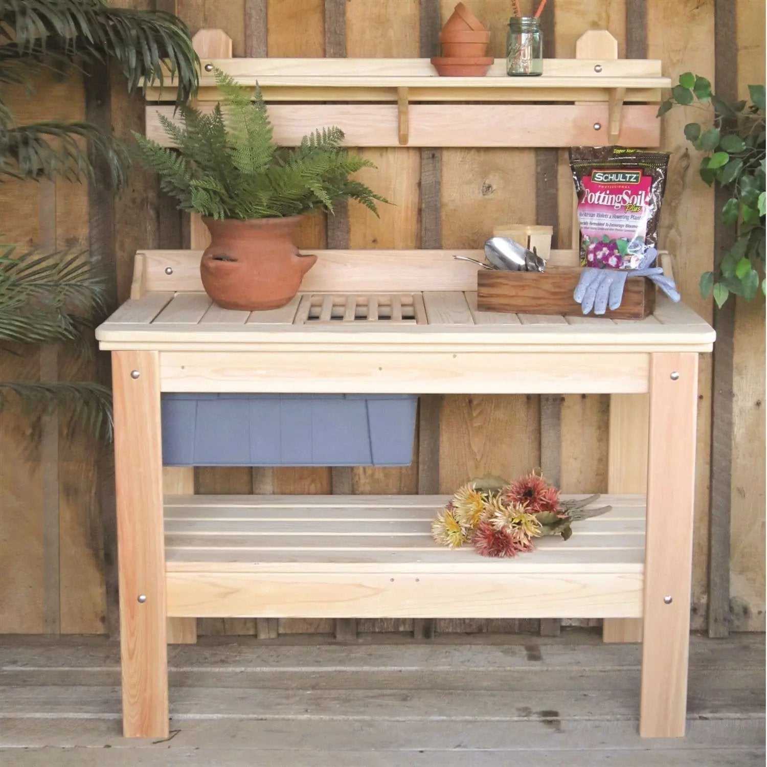 Wooden Potting Bench Garden Table - Made in USA by HomePacific