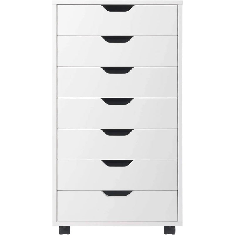 Modern Scandinavian Style 7-Drawer Storage Cabinet Chest in White Finish by HomePacific