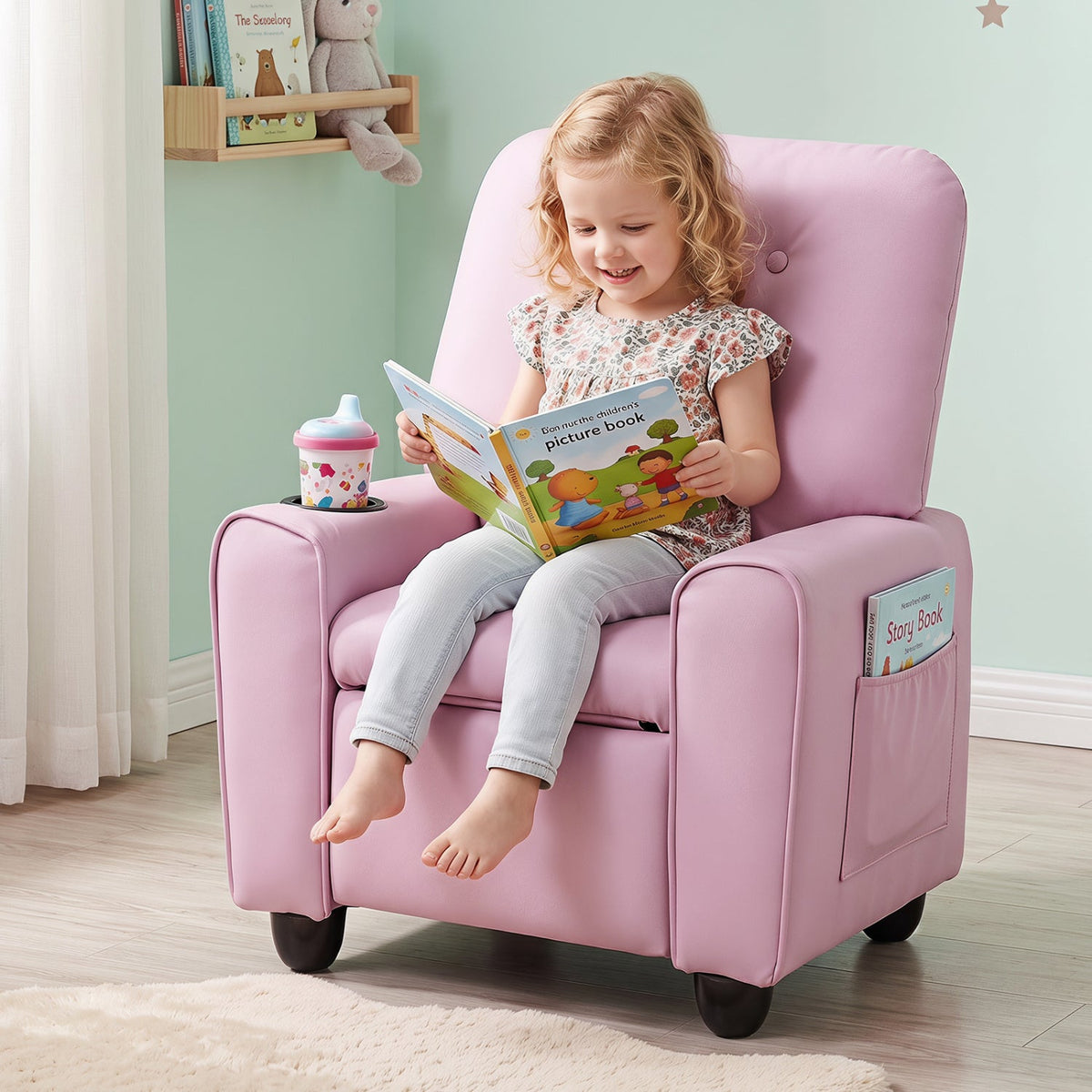 Kids Recliner Chair with Cup Holder & Adjustable Backrest, photo 10 of 10