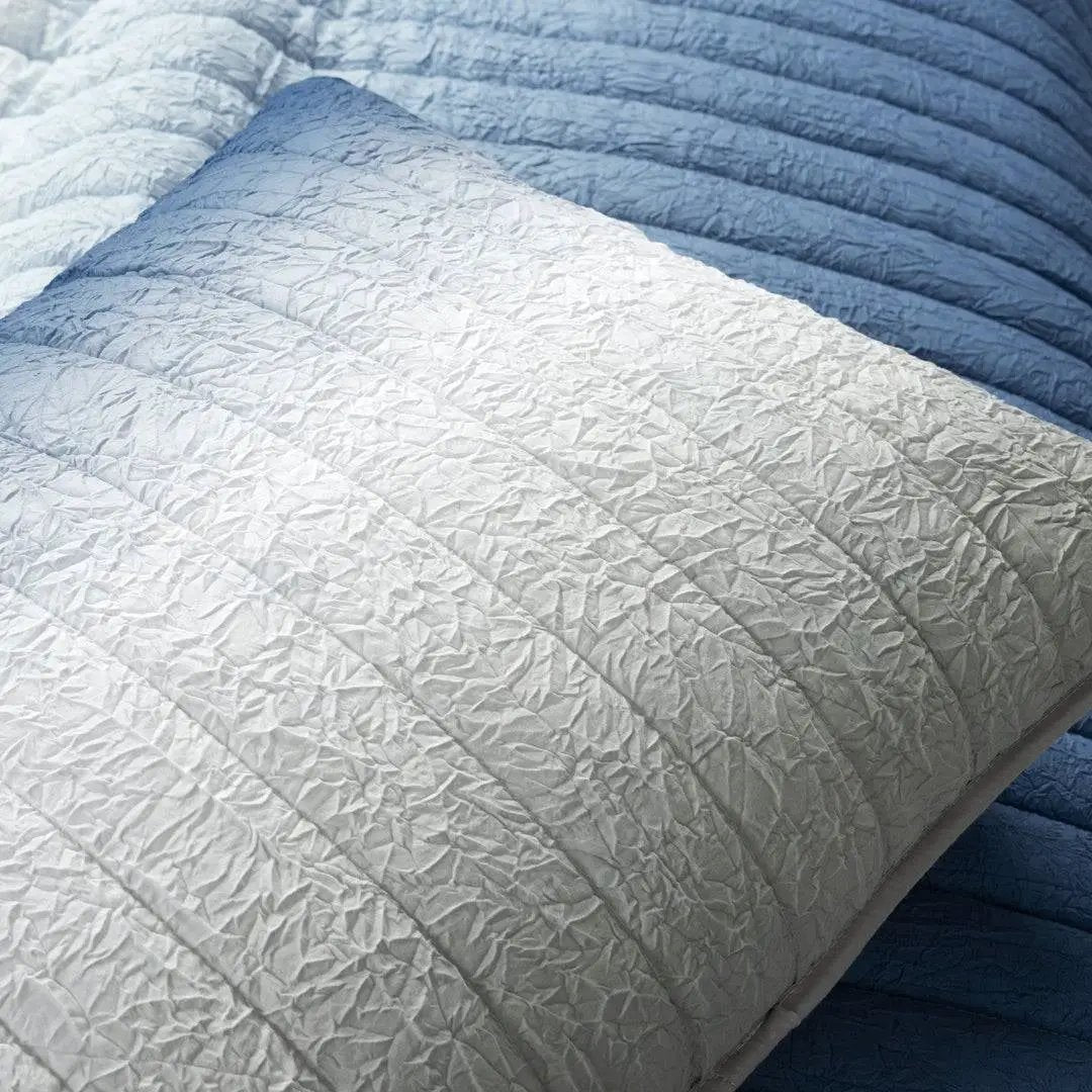 King size Blue Grey Lightweight Crinkle Fabric 3 Piece Quilt Set by HomePacific