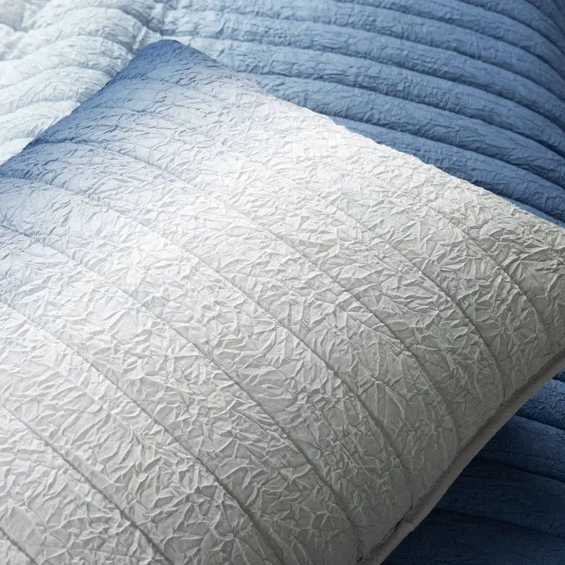 King size Blue Grey Lightweight Crinkle Fabric 3 Piece Quilt Set by HomePacific
