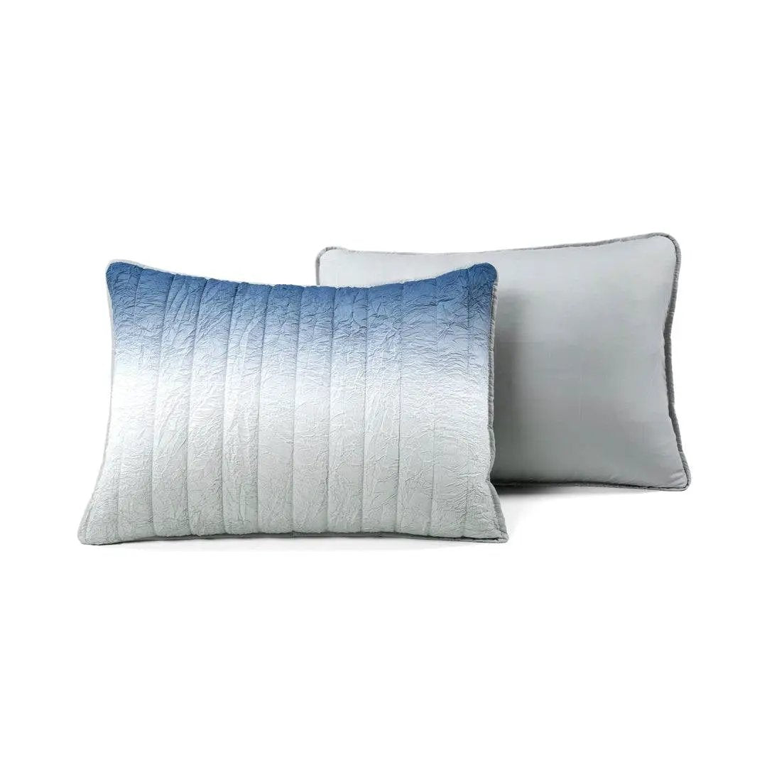 King size Blue Grey Lightweight Crinkle Fabric 3 Piece Quilt Set by HomePacific