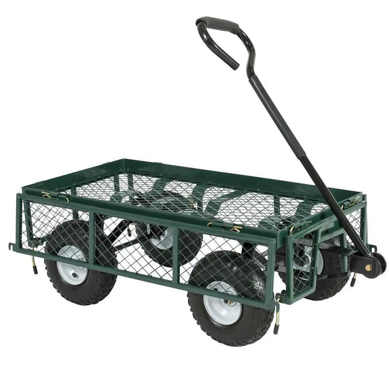 Heavy Duty Green Steel Garden Utility Cart Wagon with Removable Sides by HomePacific