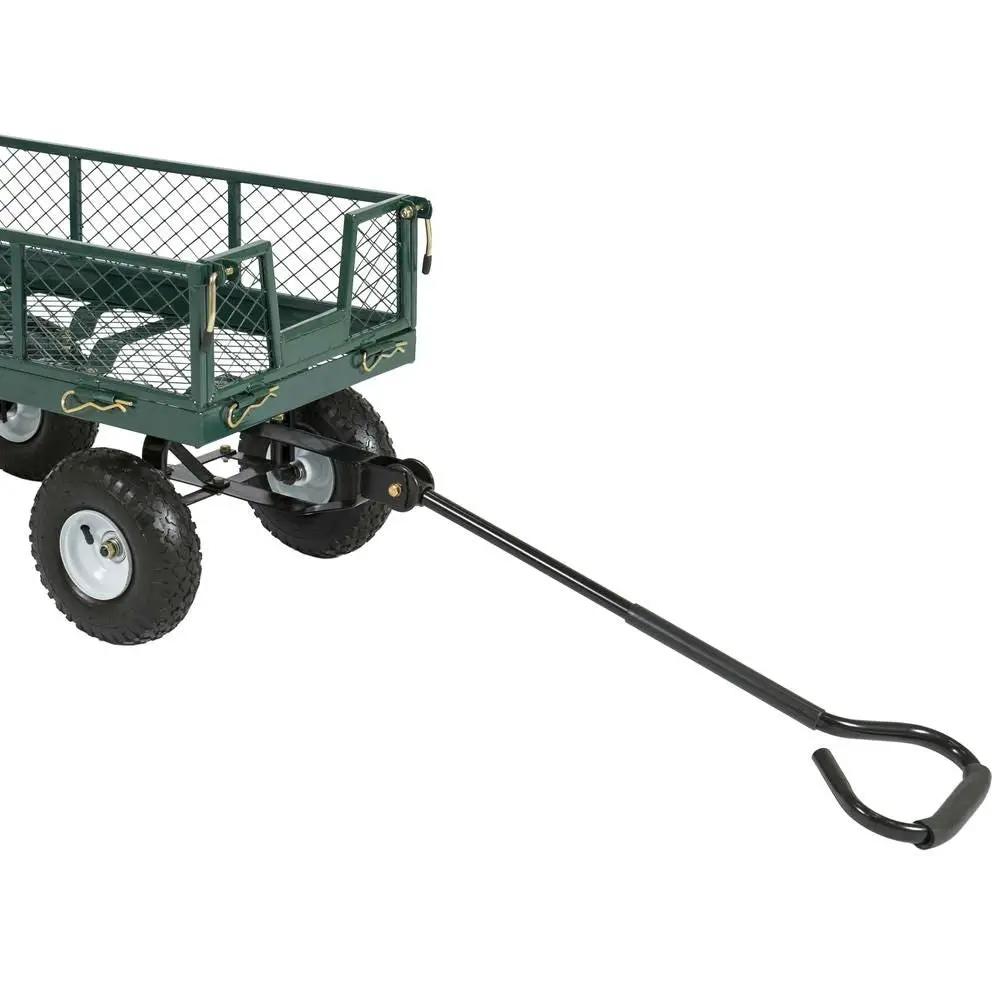 Heavy Duty Green Steel Garden Utility Cart Wagon with Removable Sides by HomePacific