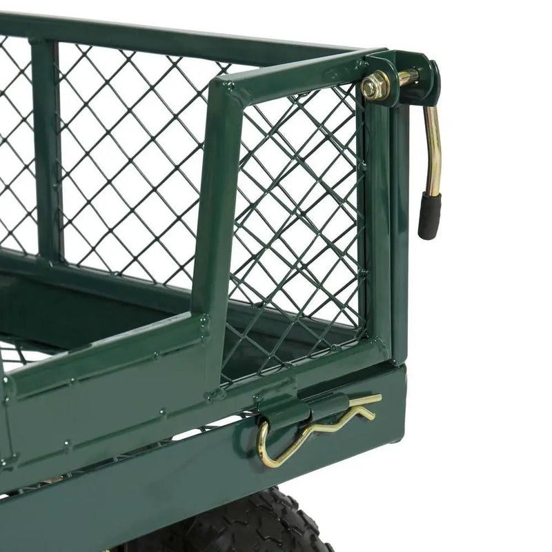 Heavy Duty Green Steel Garden Utility Cart Wagon with Removable Sides by HomePacific