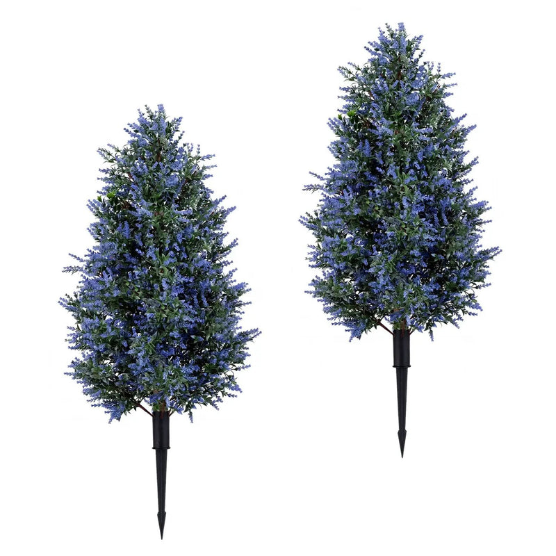 2 Pack 3.3 ft Artificial Lavender Topiary Trees with Ground Spikes for Indoor Outdoor by DirectDeals
