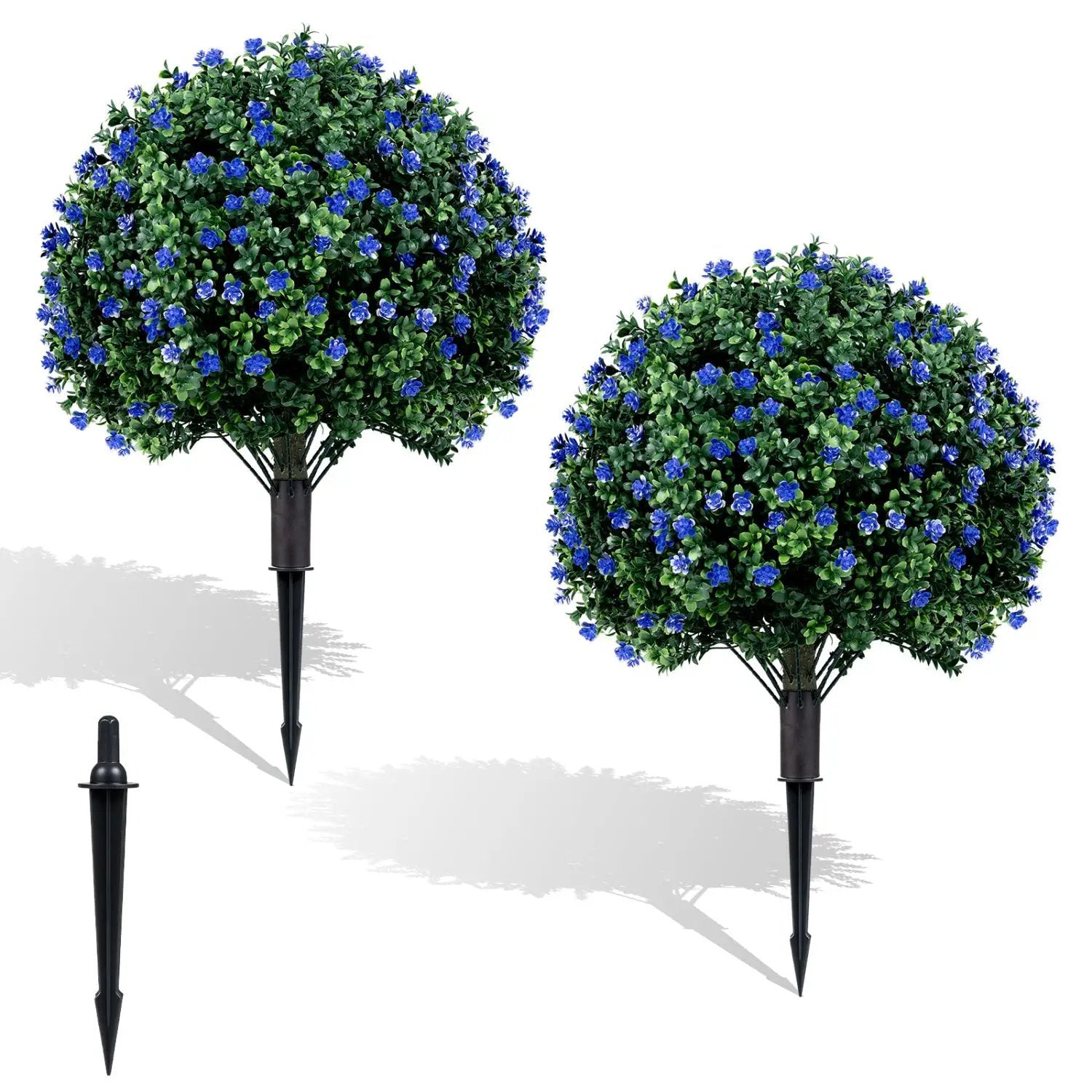 2 Pack Artificial Camellia Boxwood Topiary Ball Trees 27.5 Inches Faux Floral Shrubs by DirectDeals