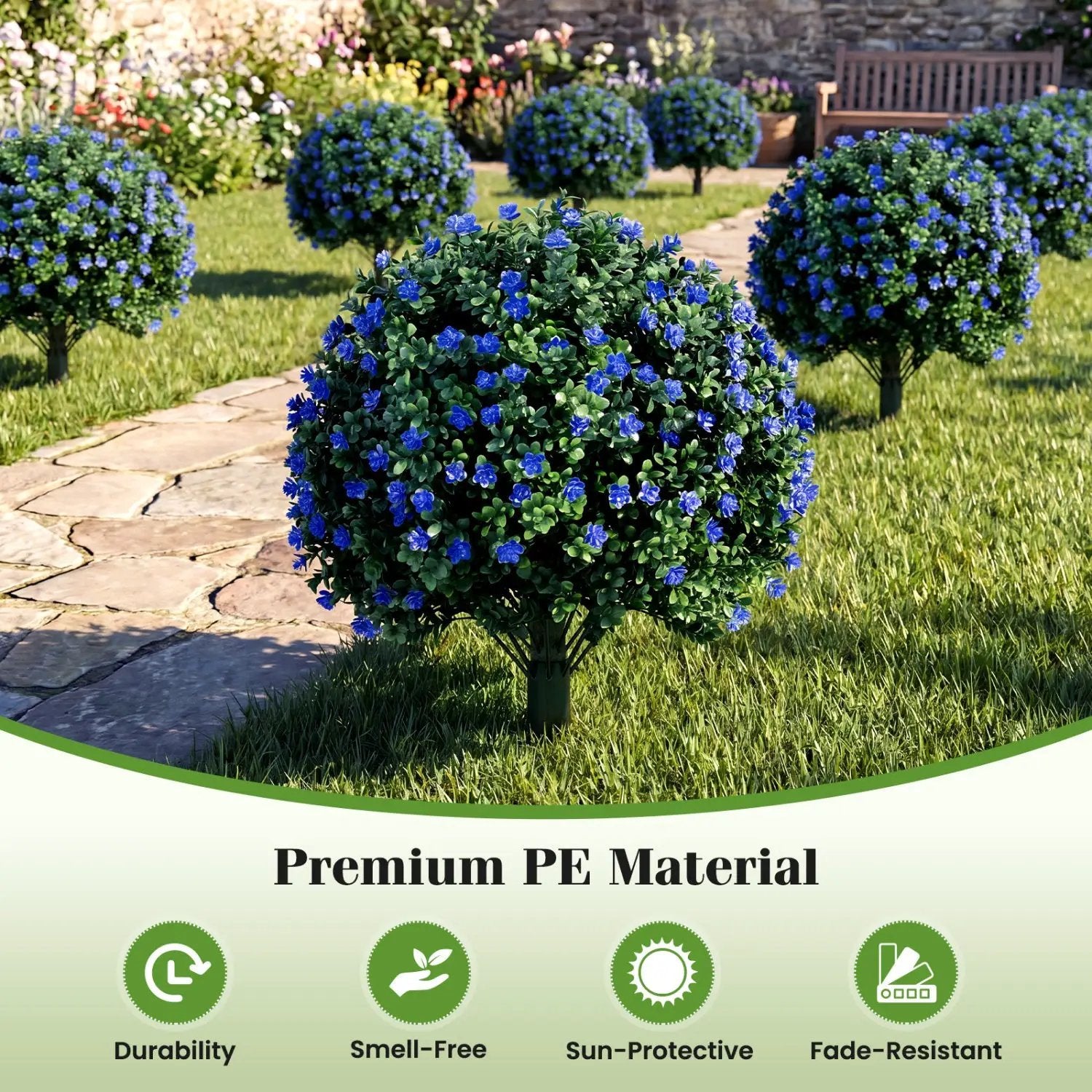 2 Pack Artificial Camellia Boxwood Topiary Ball Trees 27.5 Inches Faux Floral Shrubs by DirectDeals