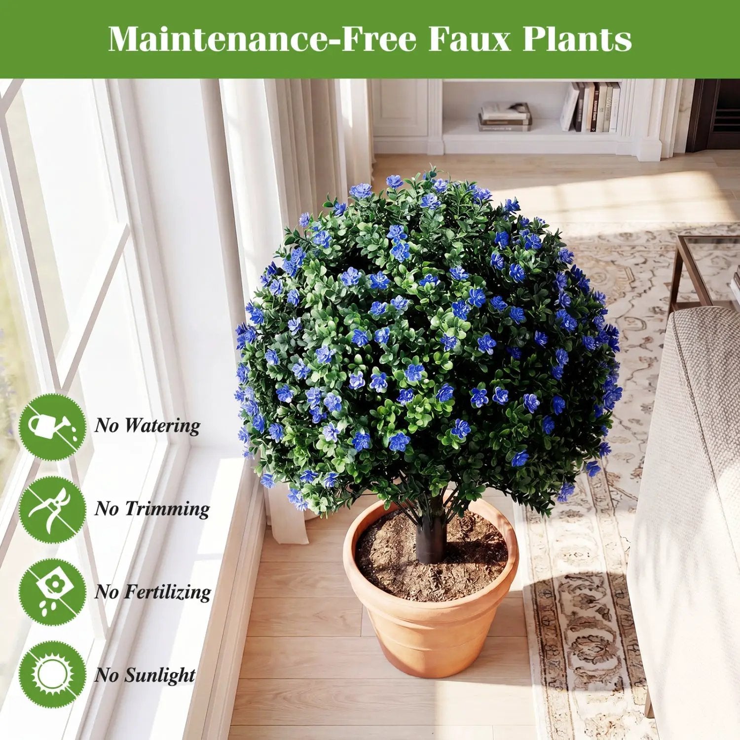 2 Pack Artificial Camellia Boxwood Topiary Ball Trees 27.5 Inches Faux Floral Shrubs by DirectDeals