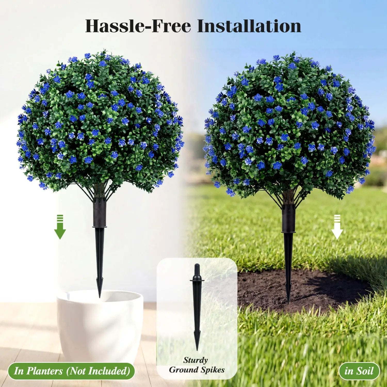 2 Pack Artificial Camellia Boxwood Topiary Ball Trees 27.5 Inches Faux Floral Shrubs by DirectDeals