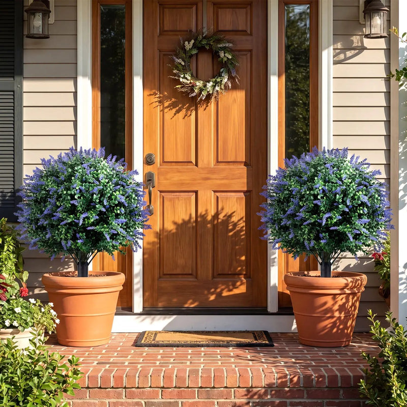 2 Pack Artificial Lavender Boxwood Topiary Ball Trees with Ground Spikes by DirectDeals