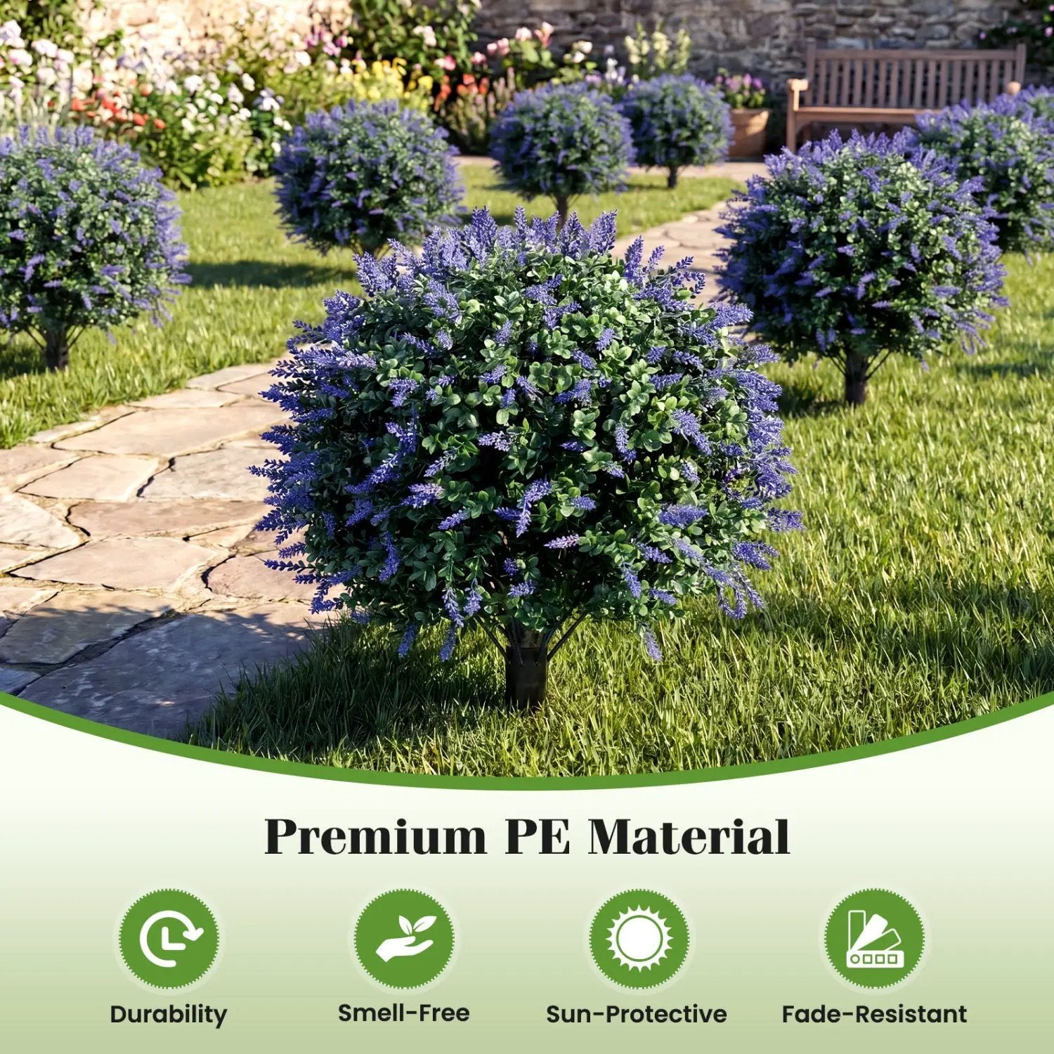 2 Pack Artificial Lavender Boxwood Topiary Ball Trees with Ground Spikes by DirectDeals