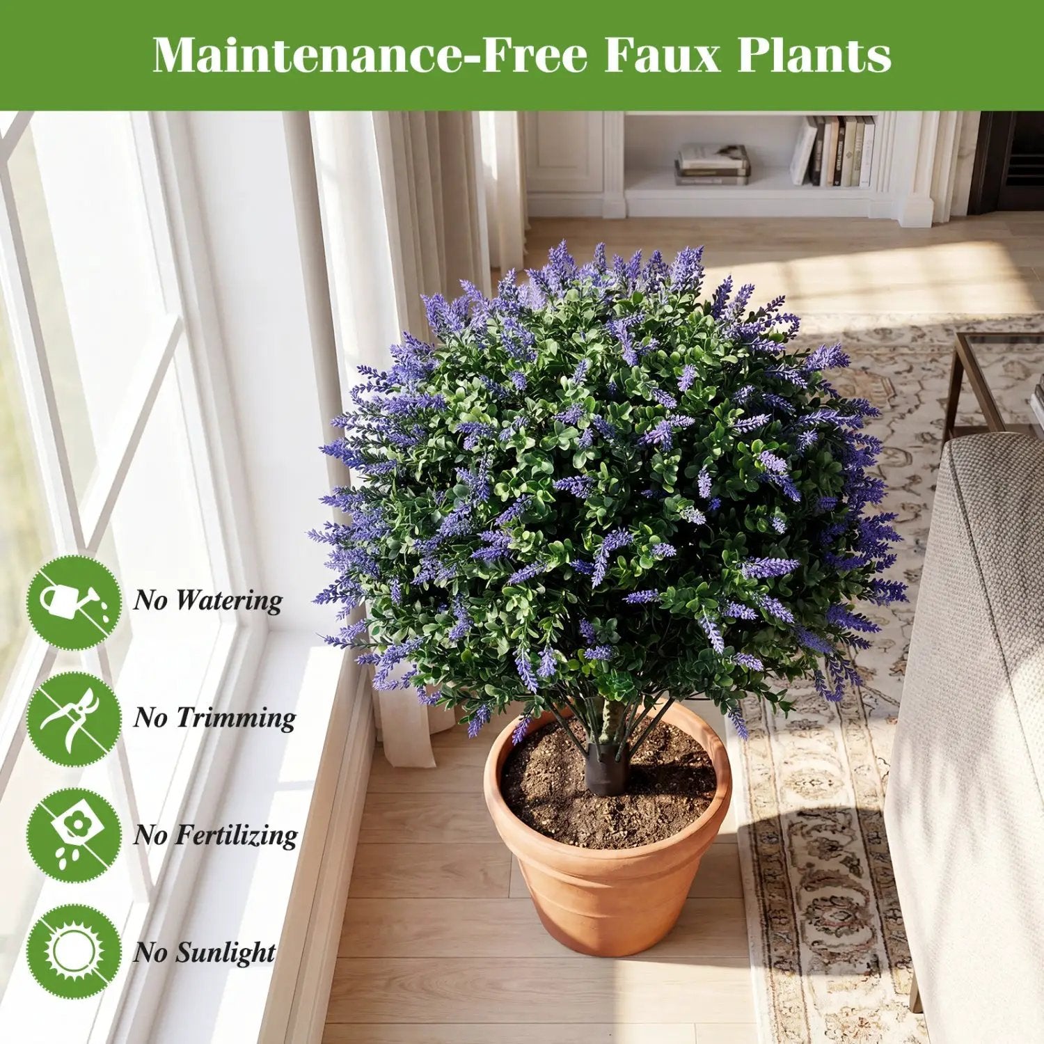 2 Pack Artificial Lavender Boxwood Topiary Ball Trees with Ground Spikes by DirectDeals