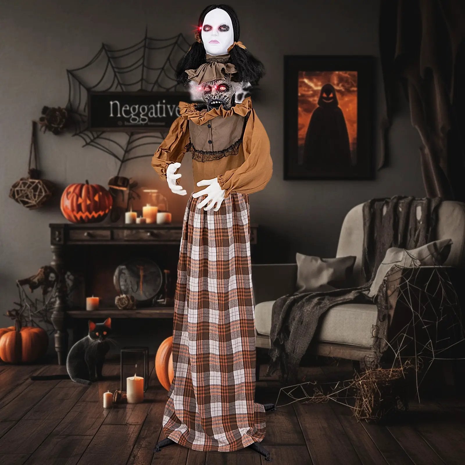 Halloween Animatronic Haunted Woman with Pop Up Head and Control Button by DirectDeals