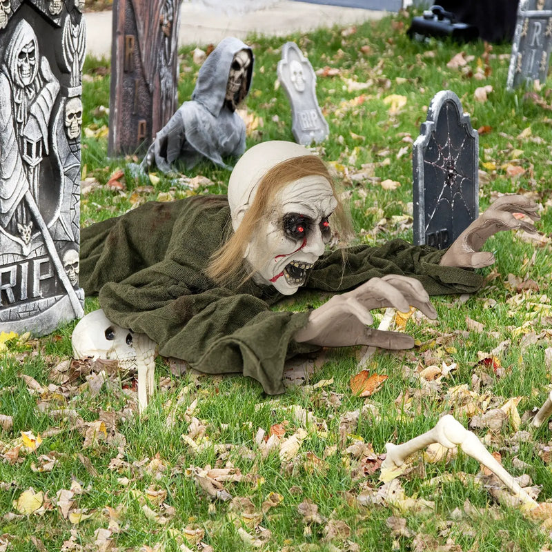 Halloween Groundbreaker Climbing Zombie with Light up Eyes and Creepy Sound by DirectDeals