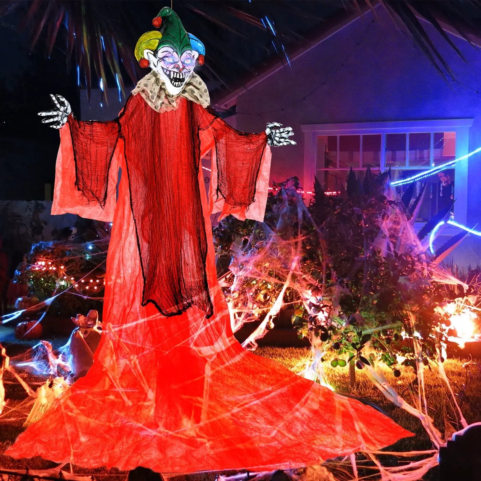 Halloween Hanging Clown with Wings and Lighted Colorful Eyes by DirectDeals