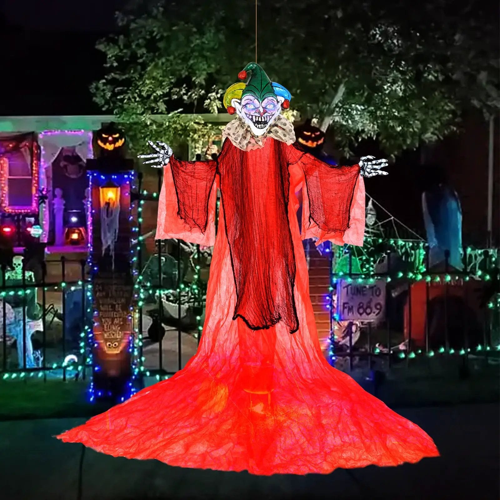 Halloween Hanging Clown with Wings and Lighted Colorful Eyes by DirectDeals