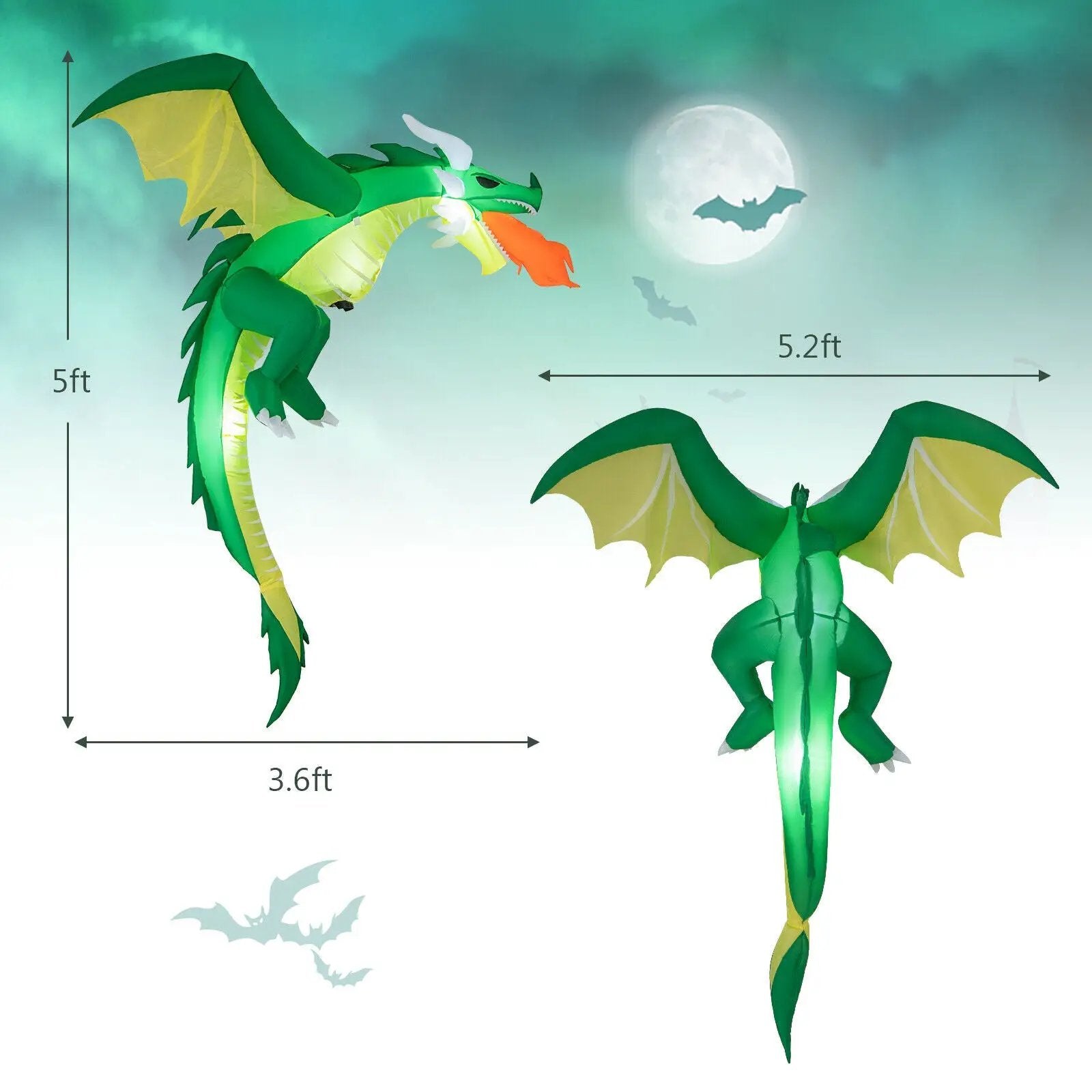 5 Feet Hanging Halloween Inflatable Dragon by DirectDeals