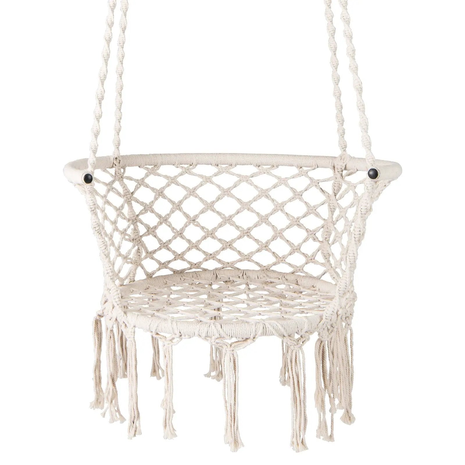 Hammock Chair Macrame Swing Hanging Cotton Rope Chair-Beige by DirectDeals